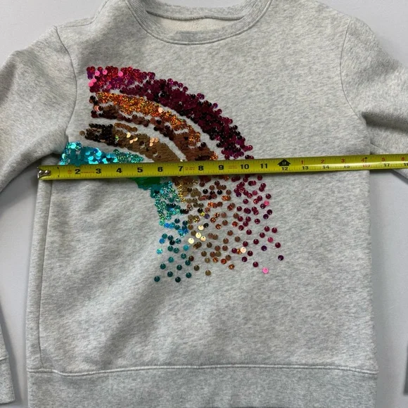 Jumping Beans Girls Size 12 Long Sleeve Gray Sweatshirt Sequin Rainbow Crewneck - Picture 7 of 8